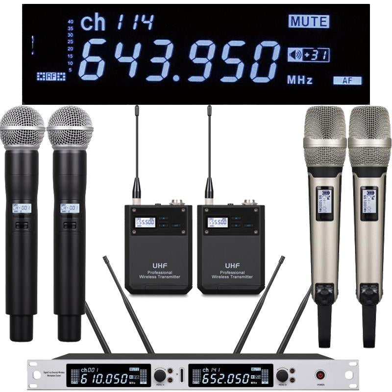 Professional EM6000 SM58 Digital Wireless Microphone System Beta87 Dual Channel SKM6000 4 Antenna True Diversity 400m Range