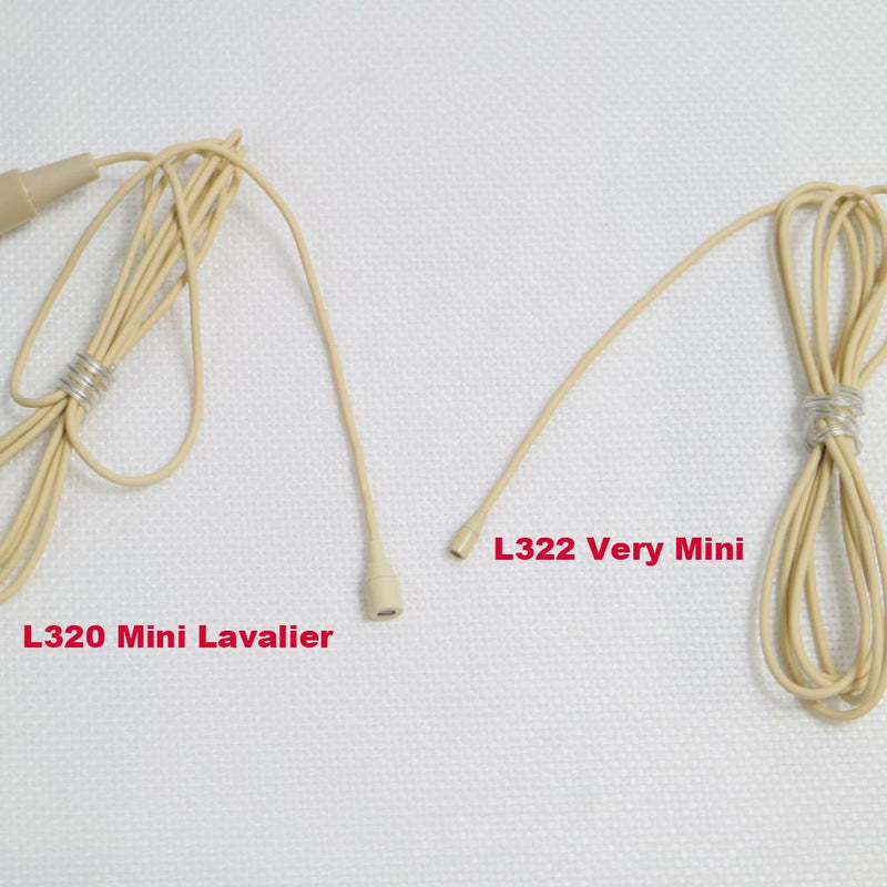 L322 Very Mini Hidden Lavalier Lapel Microphone For Shure Wireless BodyPack Clip-On Mic TA4F 4Pin Beige and Black