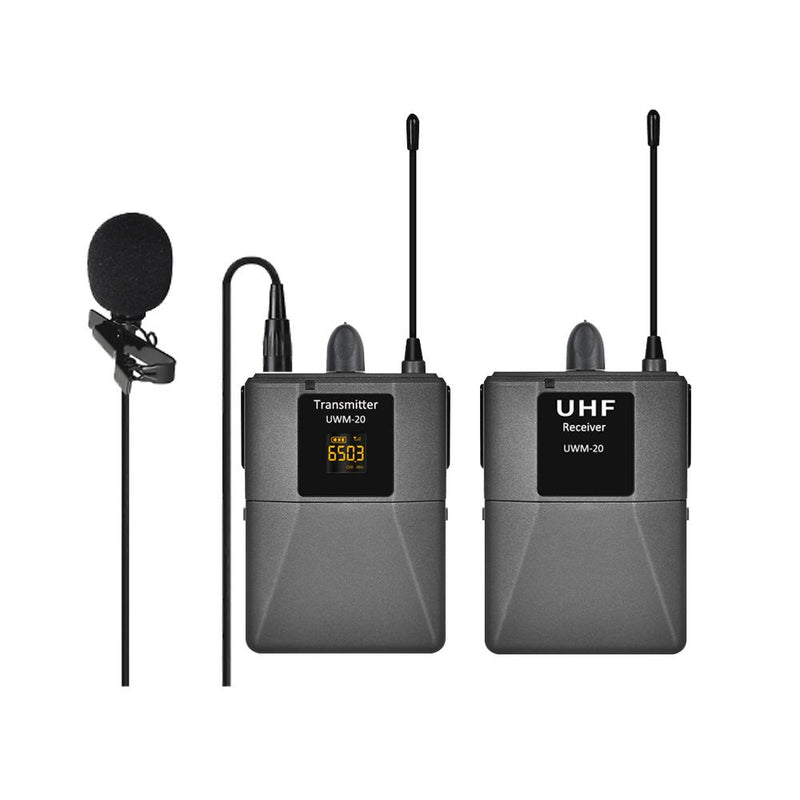 Portable UHF Wireless Microphones Camera Camcorder DSLR Outdoor 100m Working Distance Omni-directional Lavalier Mics