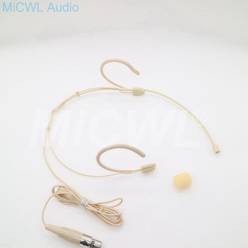 Beige Headset Mic. Omni-directional Condenser Microphone Headworn For AKG Wireless System With Bodypack Transmitter