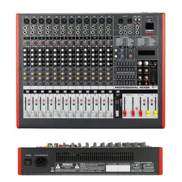 Professional 12 Channel Mixer Double Marshalling Group Stage Performance Music Recording Mixing Console Gain EQ AUX 24 BIT - MiCWL Audio Inc