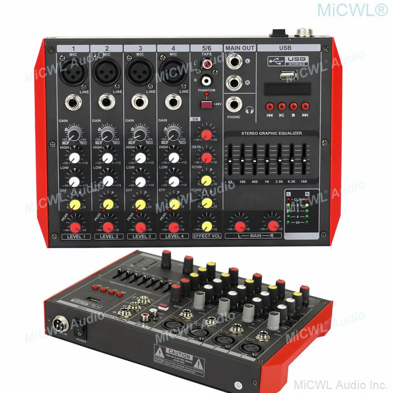 YAMAH MG6 6 Channel Bluetooth DJ Karaoke Laptop Live Mixer 4+2 Sound Card Mixing Console with USB 48V Phantom 7-Brand EQ - MiCWL Audio Inc