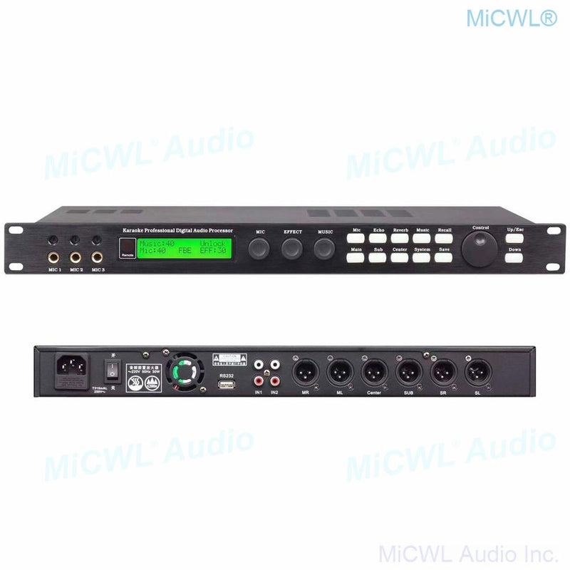 3 Channel Microphone input Karaoke Professional Digital Effects Audio Processor Controller Equipment with USB to PC Software