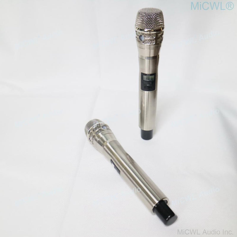 UHF 300 Channel True Diversity Digital Wireless Microphone System AD4D 2 KSM8 Handheld Stage Concert Karaoke Mics Silver - MiCWL Audio Inc