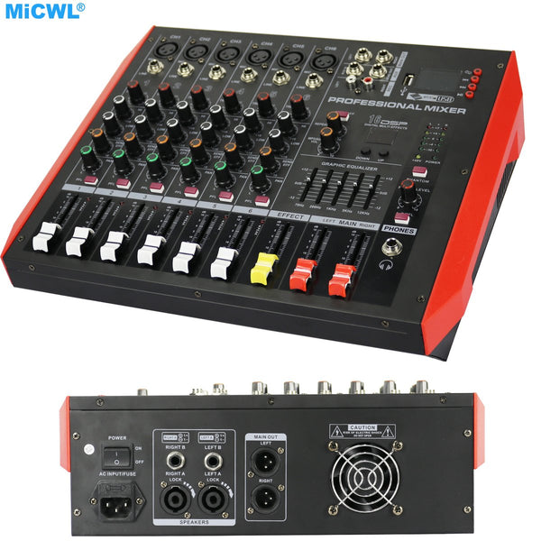 New Generation 6 Channel Bluetooth 16 DSP USB Mixer Mixing Console 2 Channel 800W Power Amplifier MiCWL M600