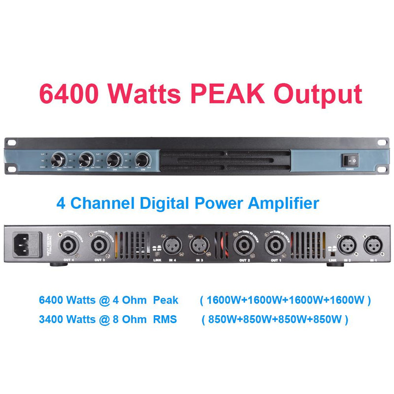 MiCWL 6400W Digital Power Amplifier 4 Channel 5200 Watts 2 Power Versions Speaker PreAMPs AMP Blue Orange