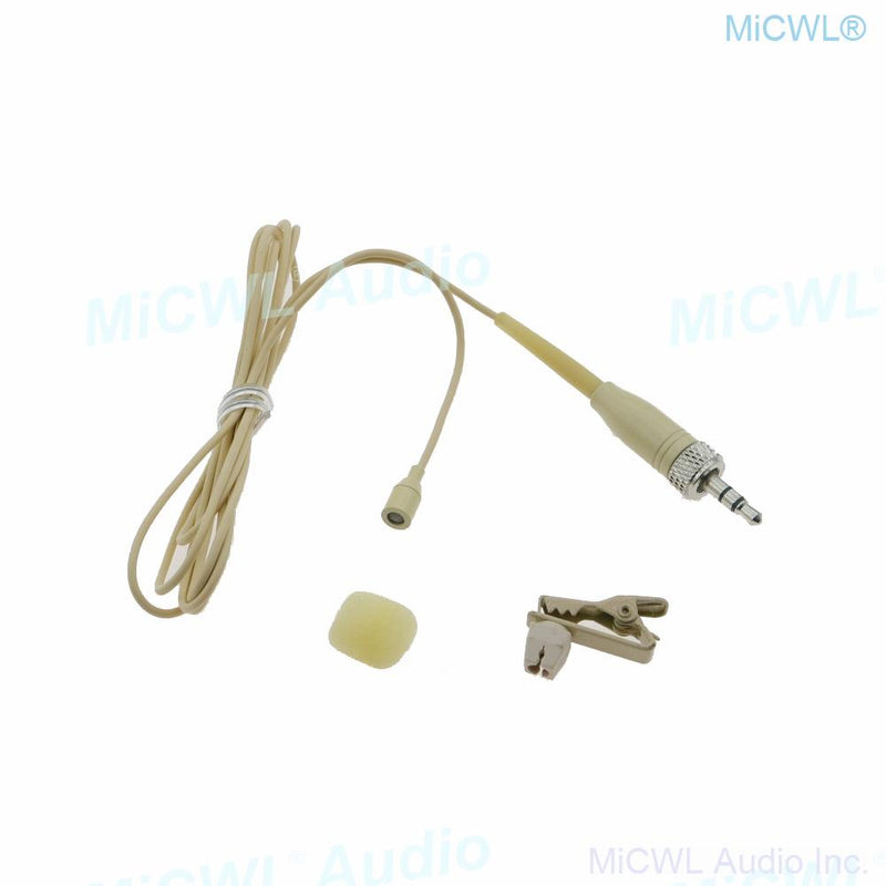 AVX2 Tie Clip Hidden Lavalier Lapel Microphone For Sennheiser G2 G3 G4 G5 Wireless BeltPack 3.5mm Lock Beige color