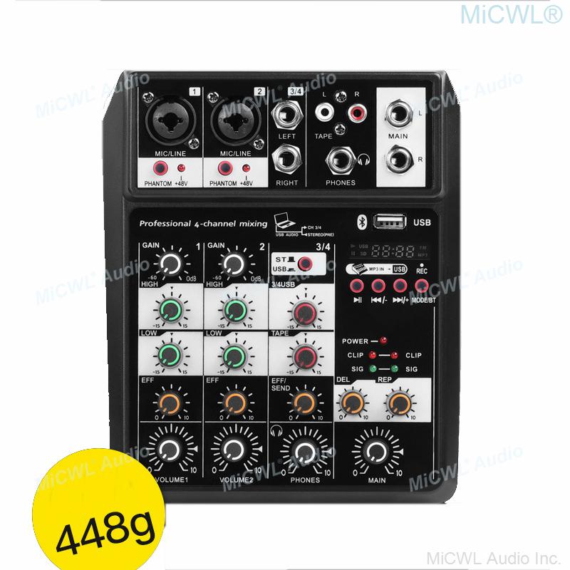 Light and Handy USB 48V Mixing Bluetooth Mixing Console Audio Mixer For Microphones Network Live Recording MiCWL X4