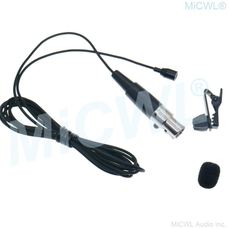 MiCWL Tie Clip Lapel Microphone for Samson AKG Mini 3Pin XLR Lavalier Wireless Wireless Black