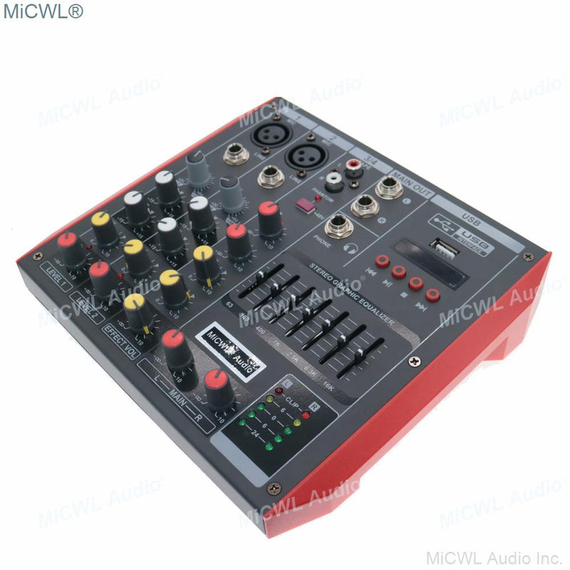 MG4 MiCWL Portable Bluetooth 4 Channel Audio Mixer Sound Mixing Console for Studio Stage Microphone USB 48V EQ - MiCWL Audio Inc