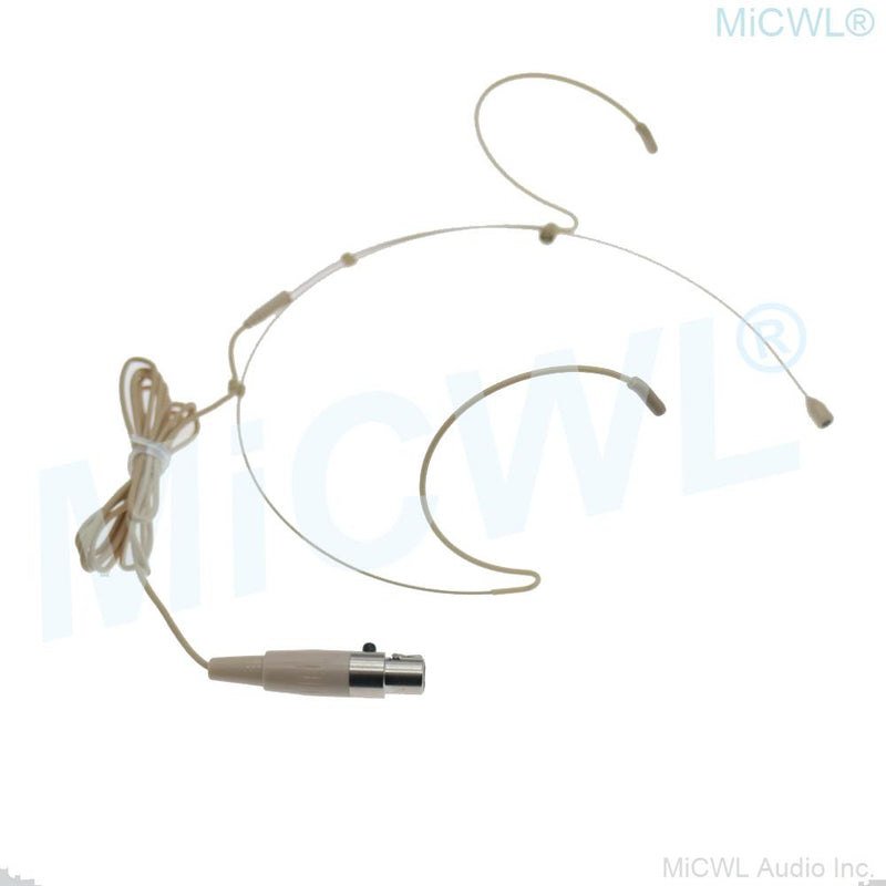 Hidden Dual ear Hook Headset Microphone for AKG Samson Gemini Wireless TA3F Mini 3Pin Beige