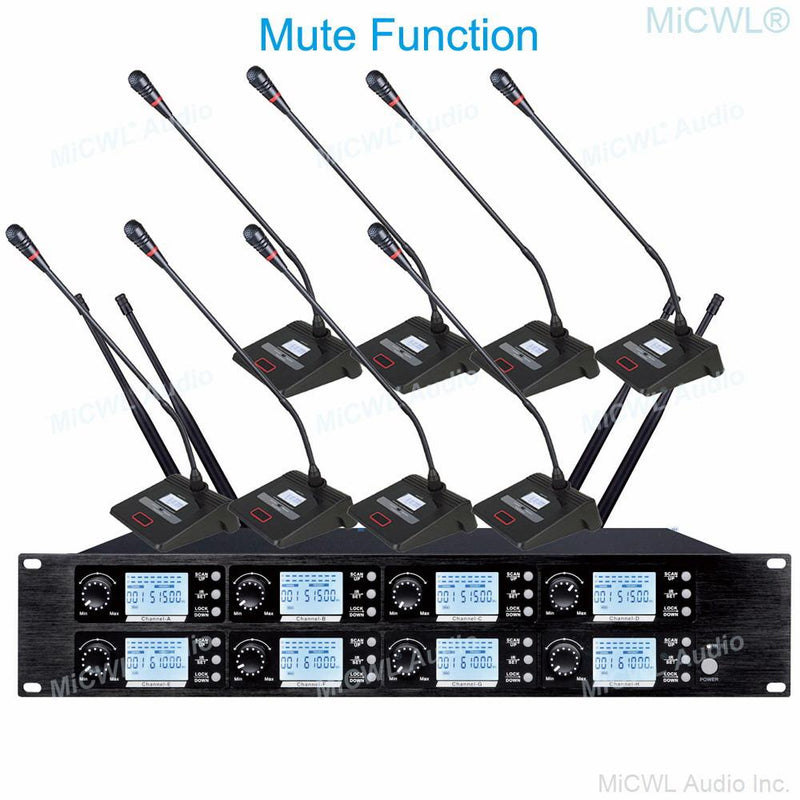 MiCWL 360 ° Rotating Wireless Conference Microphone 8 Long Gooseneck Desktop Meeting Room System 6.35mm Output Balanced Mix Out - MiCWL Audio Inc