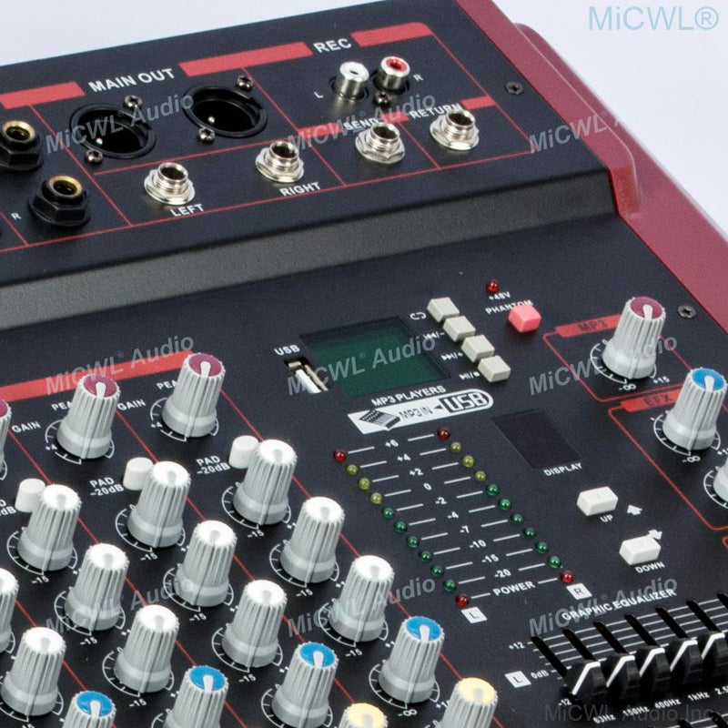 MiCWL 14 Channel New Generation 2800W Audio Mixer 12-Way Mixing Console Karaoke Music Live 2800 Watt 2-Ch Power Amplifier