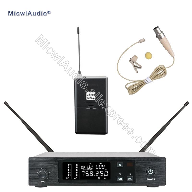 96 Channel Stage Performance Singing Wireless Microphone UHF Speaking  System Transmitter Sets With Beige Lavaliver For Bodypack