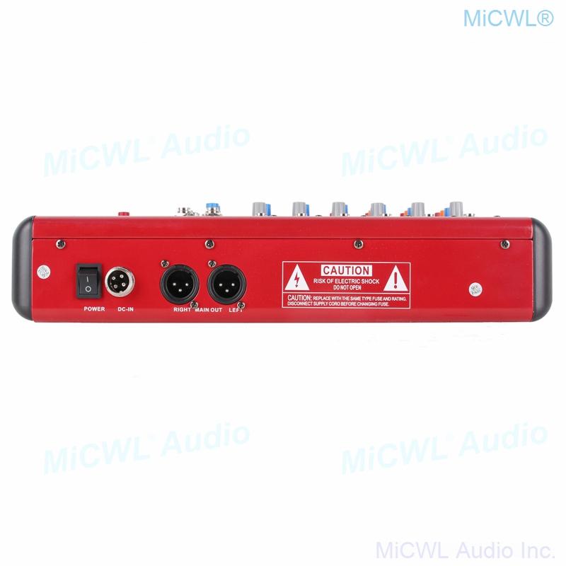 Red 6 Channel Bluetooth Audio Mixer Sound Mixing Console Karaoke Music LED DJ Live Mixer USB MP3 EQ 48V Phantom Power XLR 3Pin - MiCWL Audio Inc