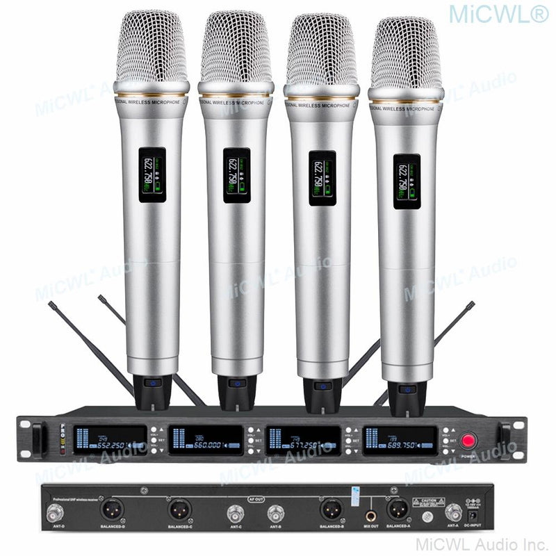 MiCWL 4 Karaoke Digital Wireless Microphones Microfone System True diversity 4 Antenna Large Range 4 Handheld 4 Gooseneck Mic