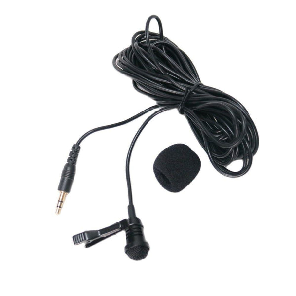 Clip-On Clip Lapel Cardioid Microphone with 3.5mm Stereo Jack Plug 6m Cable for Laptop PC Camera etc