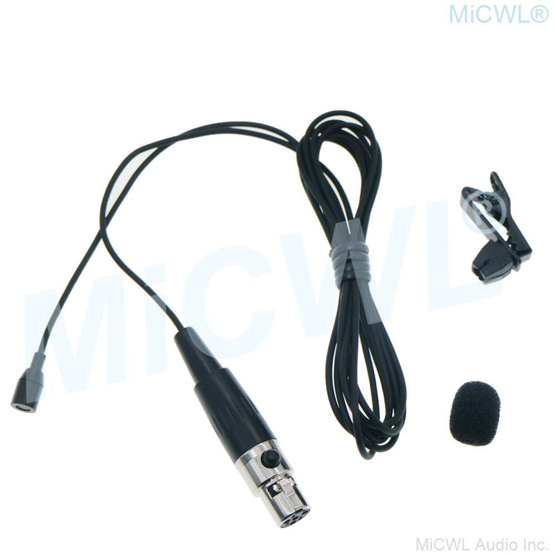 MiCWL Tie Clip Lapel Microphone for Samson AKG Mini 3Pin XLR Lavalier Wireless Wireless Black