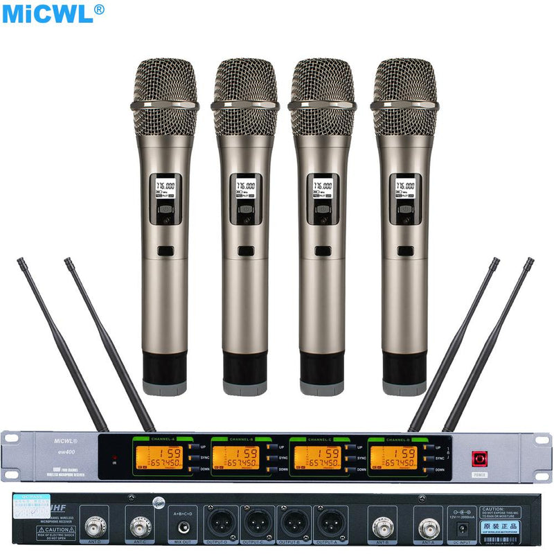 Silver SKM5000 ew400 G4 Digital Wireless 4 Handheld DJ Karaoke Microphone System 4 Headset HeadWear Mic Mike Sets