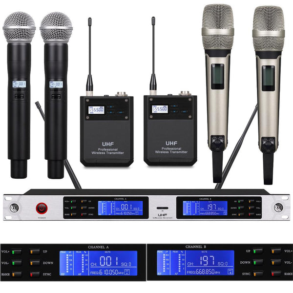 Large Range UHF Wireless Karaoke Microphone Dual SM58 Handheld SKM9000 Metal 200 Channel Home Stage performance System