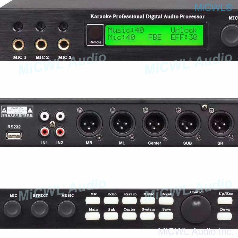 3 Channel Microphone input Karaoke Professional Digital Effects Audio Processor Controller Equipment with USB to PC Software - MiCWL Audio Inc