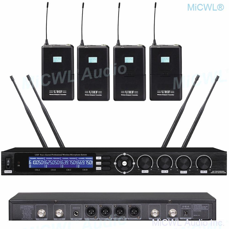 UHF 4 Mics Channel Digital Wireless Stage Performance Microphone System 4 Handheld Vocal 4 Headset Lavalier Desktop Voice Sets