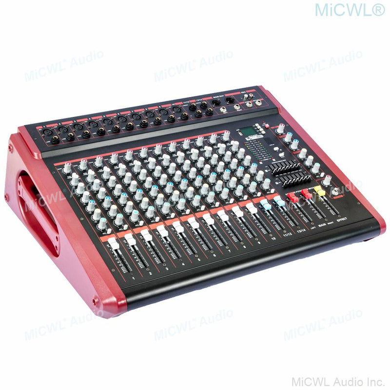 MiCWL 14 Channel New Generation 2800W Audio Mixer 12-Way Mixing Console Karaoke Music Live 2800 Watt 2-Ch Power Amplifier