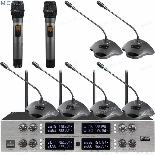 High-End CCS900 Digital Wireless 8 Microphone Channel Conference System 8 Desk Gooseneck CCS-900 8 Handheld 8 Headset Mics Sets - MiCWL Audio Inc