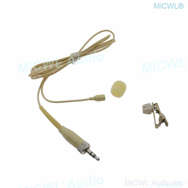 AVX2 Tie Clip Hidden Lavalier Lapel Microphone For Sennheiser G2 G3 G4 G5 Wireless BeltPack 3.5mm Lock Beige color