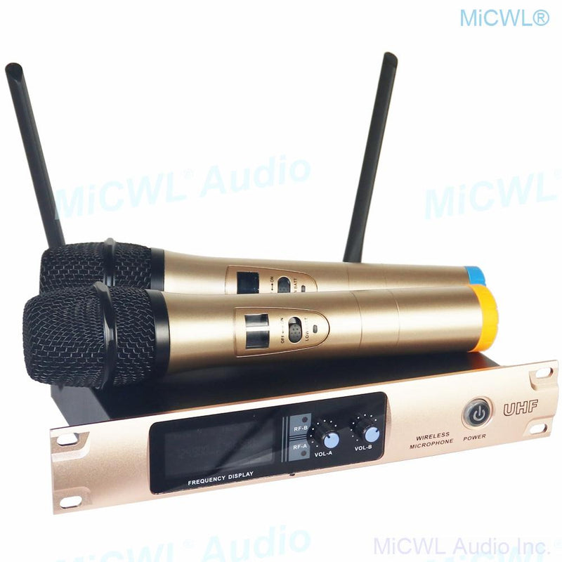 X288 Wireless Microphone System Dual Channel Audio Karaoke Stage Performance Dynamic Handheld Mics - MiCWL Audio Inc