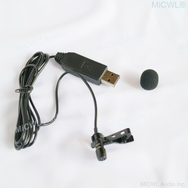 Black USB Microphone Tie Clip Lavalier Computer Laptop Mics