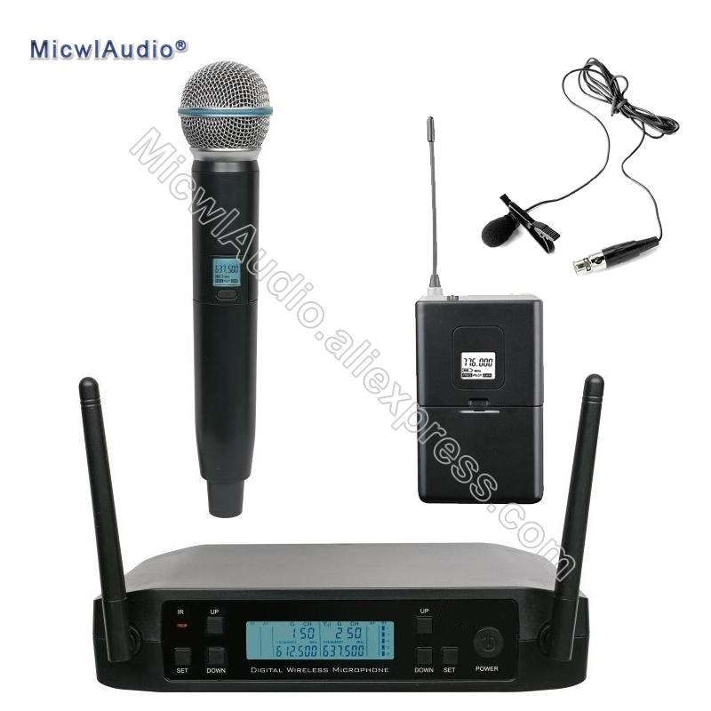 UHF Bodypack+Handheld With Headset Lavaliver Omnidirectional Wireless Microphone Frequency Adjustable Perfect For Stage Karaoke