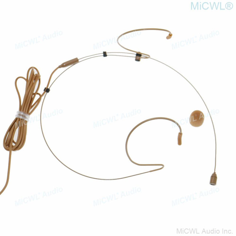 MiCWL Brown Headworn Headset Microphone Mic for Shure Sennheiser Wireless Mike System Ideal for Singing Churches Lectures