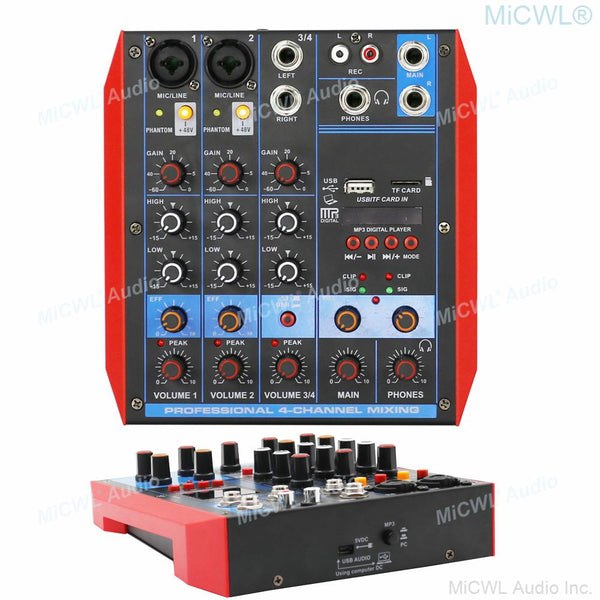 Professional 4-Channel Mixing Bluetooth Mixing Console Audio Mixer PC Laptop Network Live Recording Device - MiCWL Audio Inc