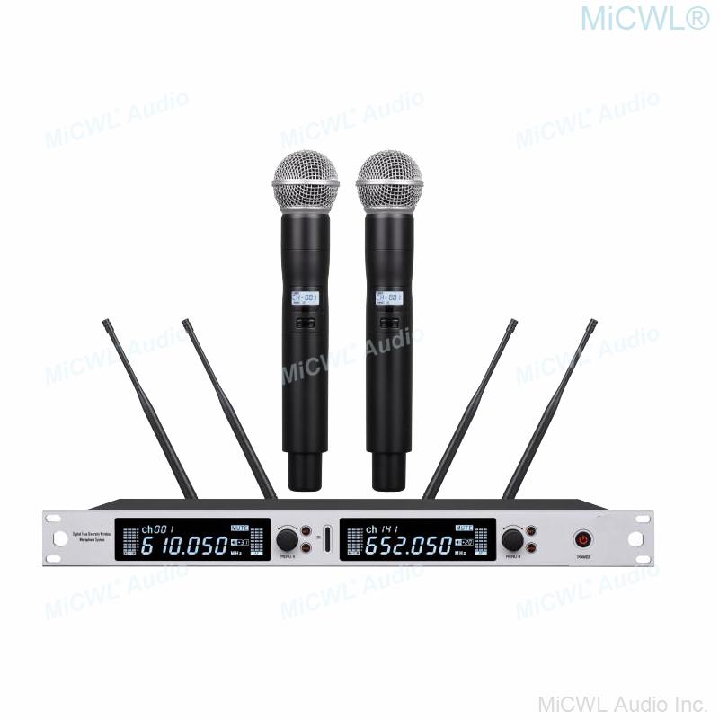 Professional EM6000 SM58 Digital Wireless Microphone System Beta87 Dual Channel SKM6000 4 Antenna True Diversity 400m Range