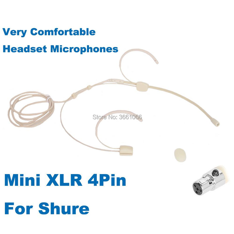 Microdot Headset Head-mounted Headworn Omidirectional Microphone For SHURE Wireless System - Mini XLR Ta4f Connector