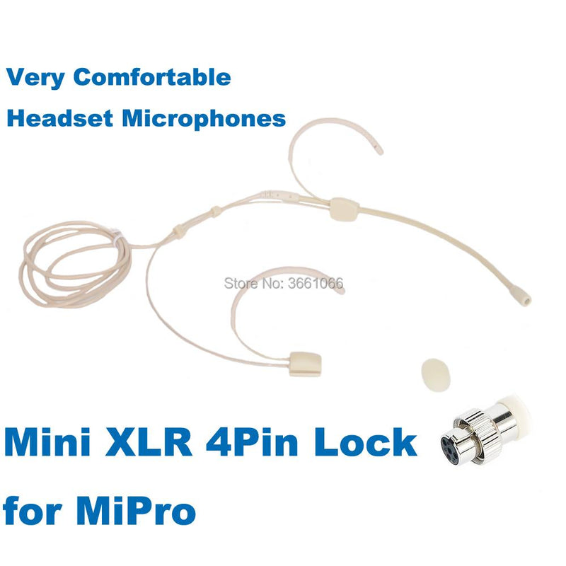 Omidirectional Microphone For Mipro Pro Headset Head-mounted Headworn Condenser Connector Mini XLR 4PIN Lock  MP-003