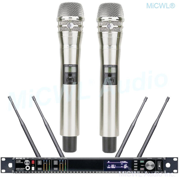 MiCWL AD4D Dual KSM8 Handheld Audio Wireless Microphone UHF True Diversity Stage Vocal Concert Digital Mics 4 Aerial Large Range