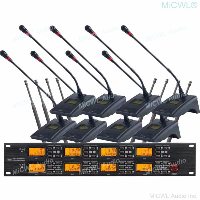 Wireless Microphone 8 Desktop Gooseneck Table for Meeting Room System Church Speaking Press Conference MiCWL G1800 - MiCWL Audio Inc