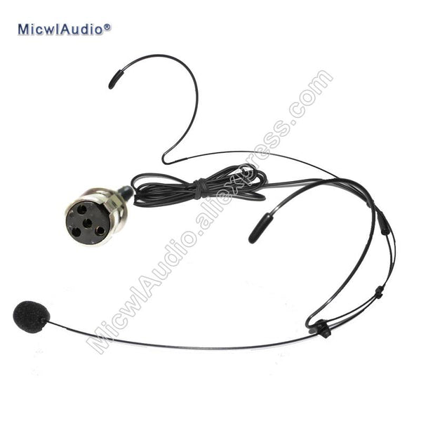 Headset Microphone Conference Stage Headworn Condenser Microphone Mini 4Pin XLR for Shure TA4F Black MicwlAudio 40-007