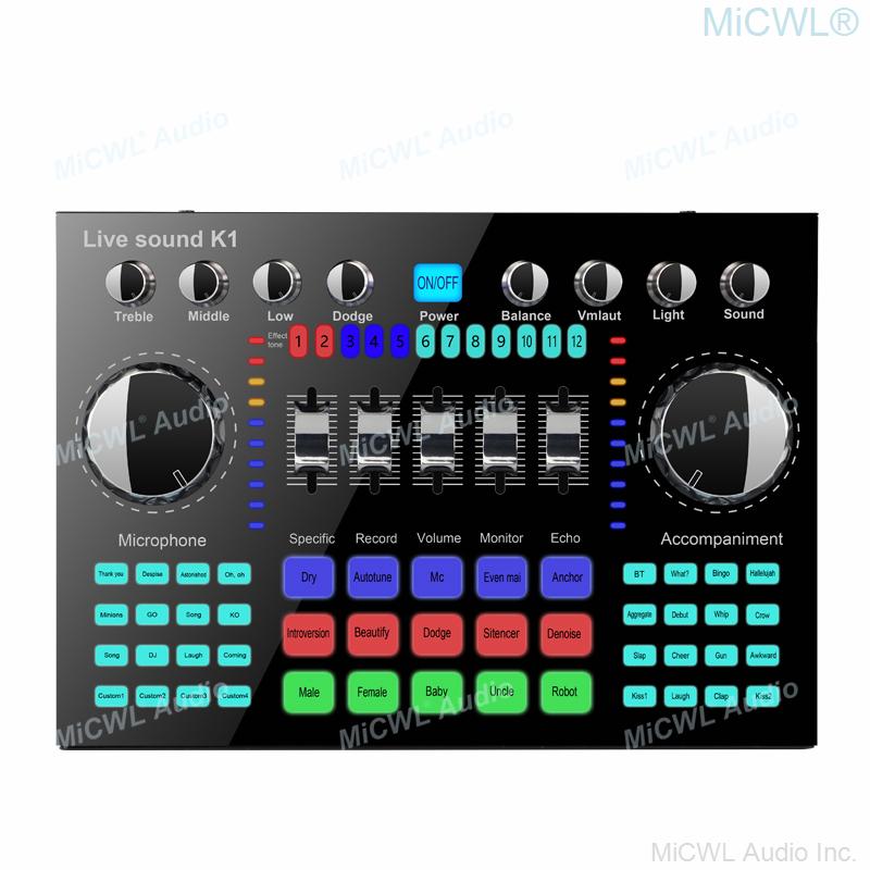 MiCWL Digital Audio Mixer Live Sound Card Mixing Console KMS105 Cardioid Vocal Microphone for Computer Phone Network Live Video