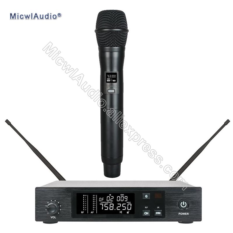 96 Channel Stage Performance Singing Radio Wireless Microphone UHF System Transmitter Sets With Handheld Black