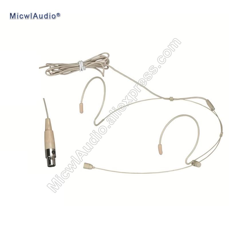 Dual Hook Headset Conference Stage Condenser Microphone Headworn 3Pin for AKG Samson TA3F Beige MicwlAudio 40-005