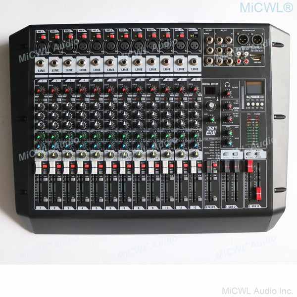 LX12 Digital 12 Channel Premium 12-Input 2-Bus Mixer Sound Console  3Pin XLR with USB DSP Audio effect Double marshalling Mixer