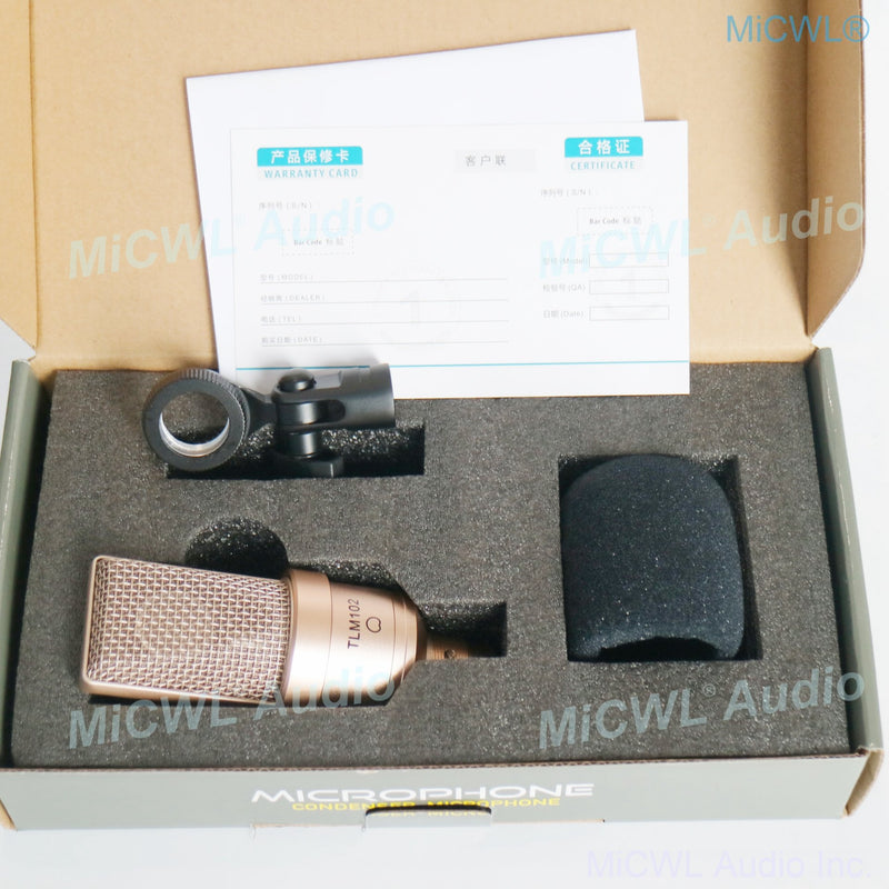 New TLM 102 Audio Vocal Condenser Microphone Cardioid Diaphragm Live Mic 48V Phantom Power