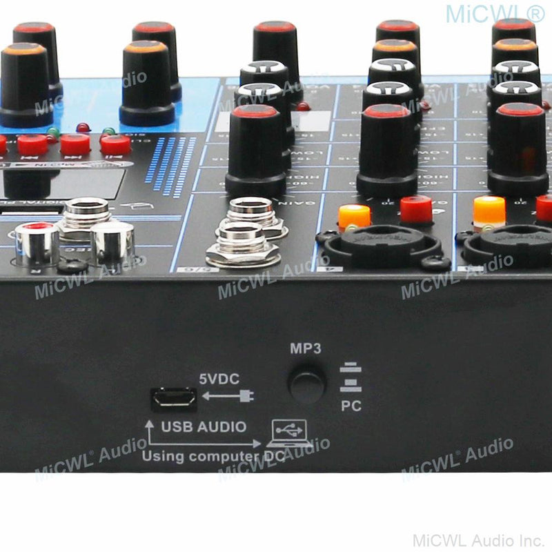 MG6-USB Portable Mixer Computer Live USB Bluetooth Mixing Console Audio Card 4 6 8 Channel Microphones 48V Switch - MiCWL Audio Inc