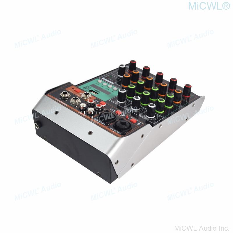 Pro 4 Channel Bluetooth Sound Mixing Console Mixer 2 XLR or 6.35mm 2 RCA Phone Plug Input 48V Phantom Power USB - MiCWL Audio Inc