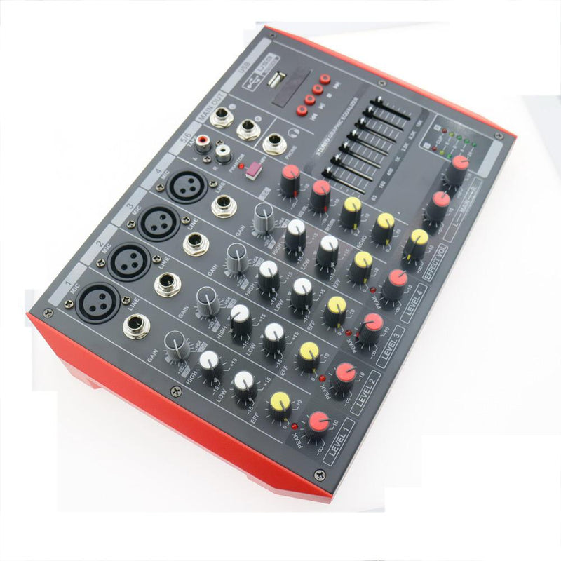 Bluetooth Audio Mixer 6-Input 2-Bus a Stereo 6 Channel Microphones Mixing Console MiCWL MG6