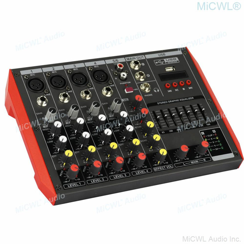 YAMAH MG6 6 Channel Bluetooth DJ Karaoke Laptop Live Mixer 4+2 Sound Card Mixing Console with USB 48V Phantom 7-Brand EQ - MiCWL Audio Inc