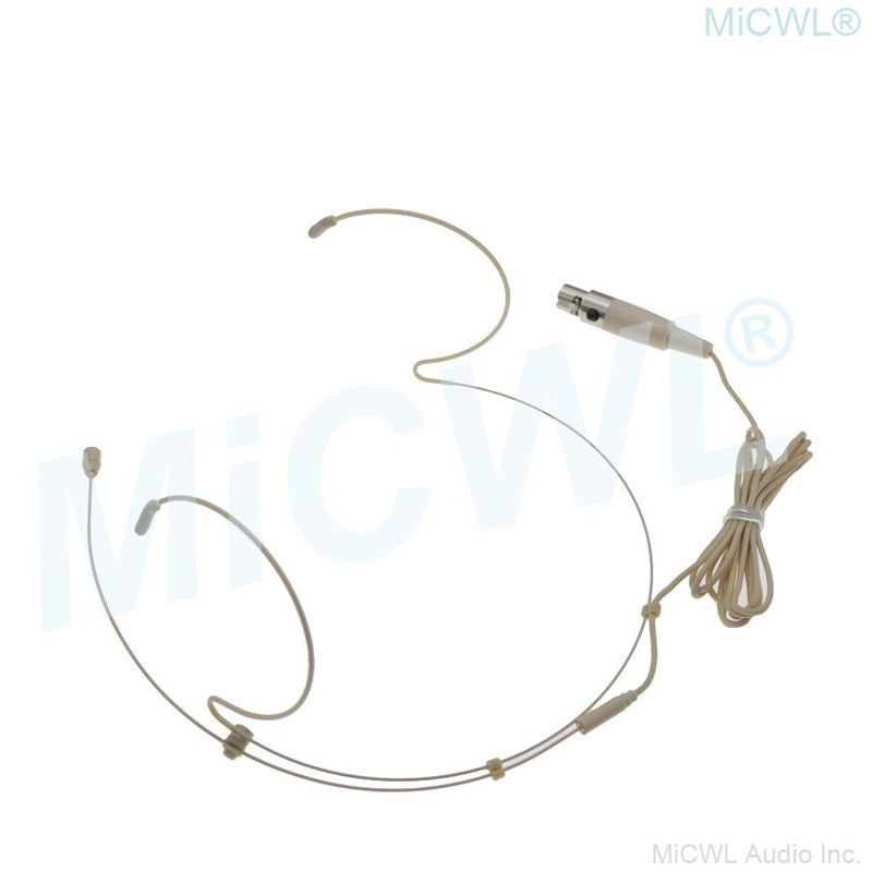 Hidden Dual ear Hook Headset Microphone for AKG Samson Gemini Wireless TA3F Mini 3Pin Beige